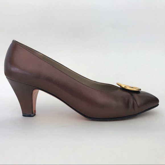 Ferragamo Bronze Vintage Heels - Picture 3 of 11